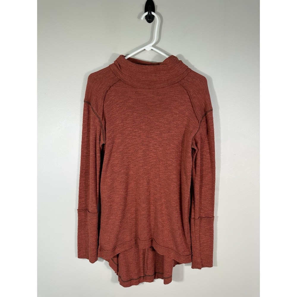 Free People We The Free Top Womens Small Rust Split Back Cowl Neck Boho